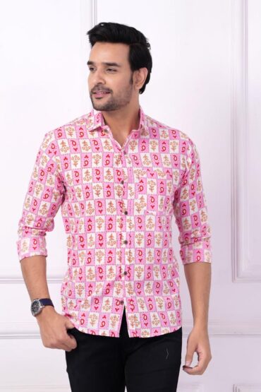 Pink Jaipuri Printed Shirt