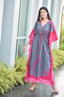 Multi Colour Cotton Kaftan Gown