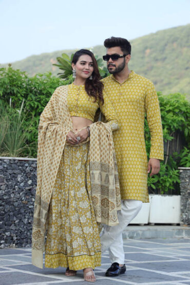 Arylide Yellow Couple Dress Matching view
