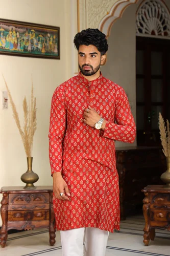 Brick Red Kurta Wear for Mens front view