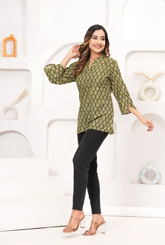 Drab Green Latest Tops for Girls