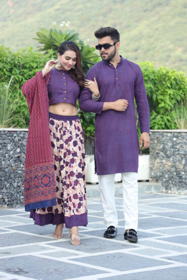 Lavender Purple Matching Couple Outfits front view