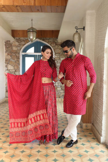 Persian Red Combo Dress for Couples