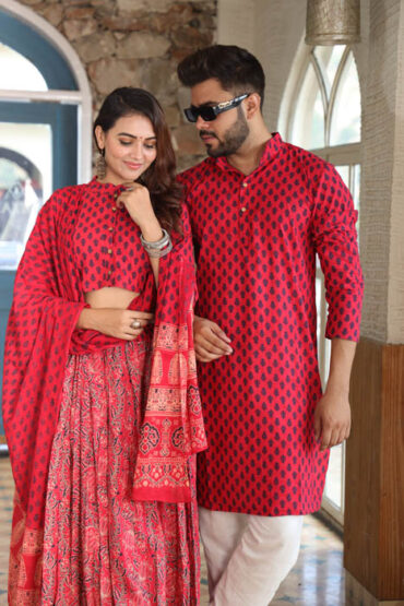 Persian Red Combo Dress for Couples style