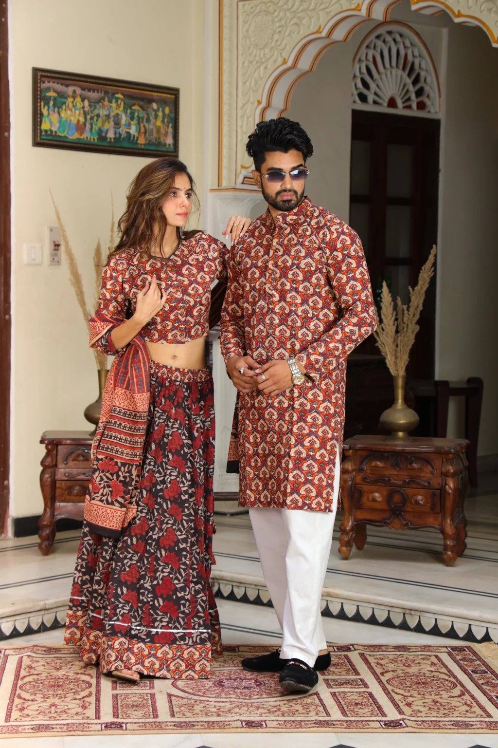 nutmeg brown lehenga choli couple