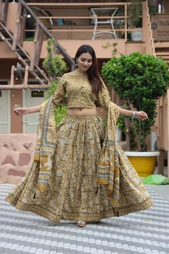 beige lehenga choli