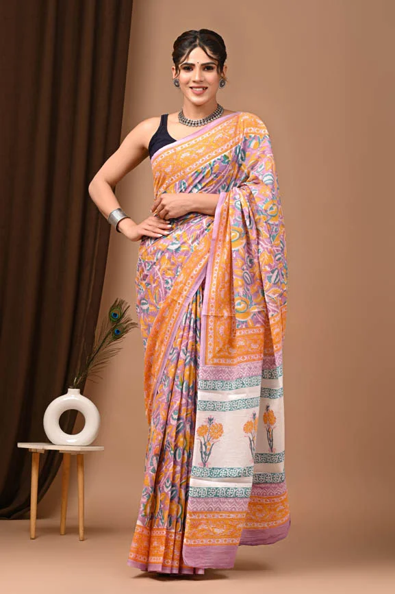 blush mulmul plain cotton sarees online