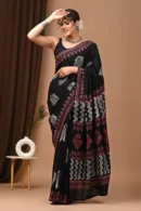 cinder black buy mulmul cotton saree