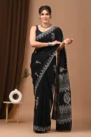 dark black buy cotton mulmul sarees online