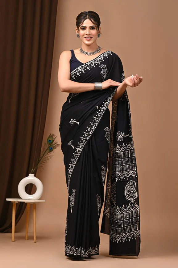 dark black buy cotton mulmul sarees online