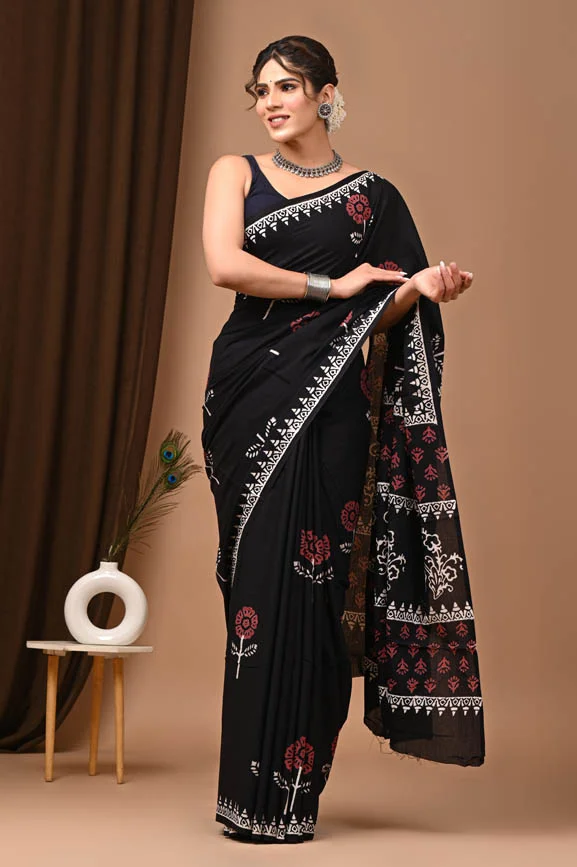 gondola black mulmul cotton sarees online india