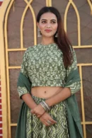 greeny grey plus size lehenga designs front view