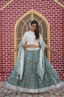 jet grey floral ghagra choli