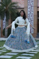 lavender mist choli design for floral lehenga