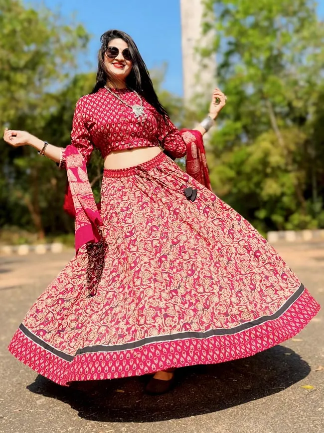 red and maroon lehenga choli 