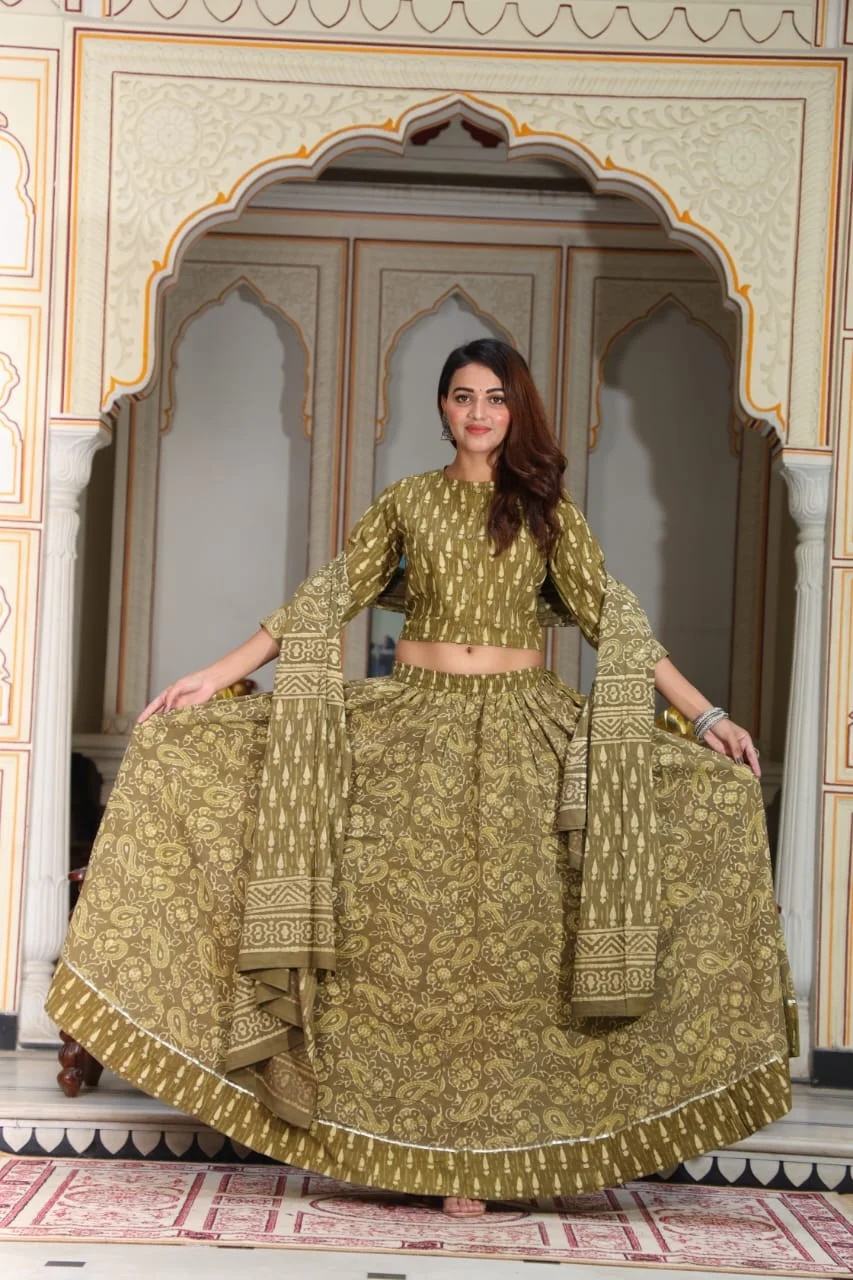 pale brown plus size lehenga style front view