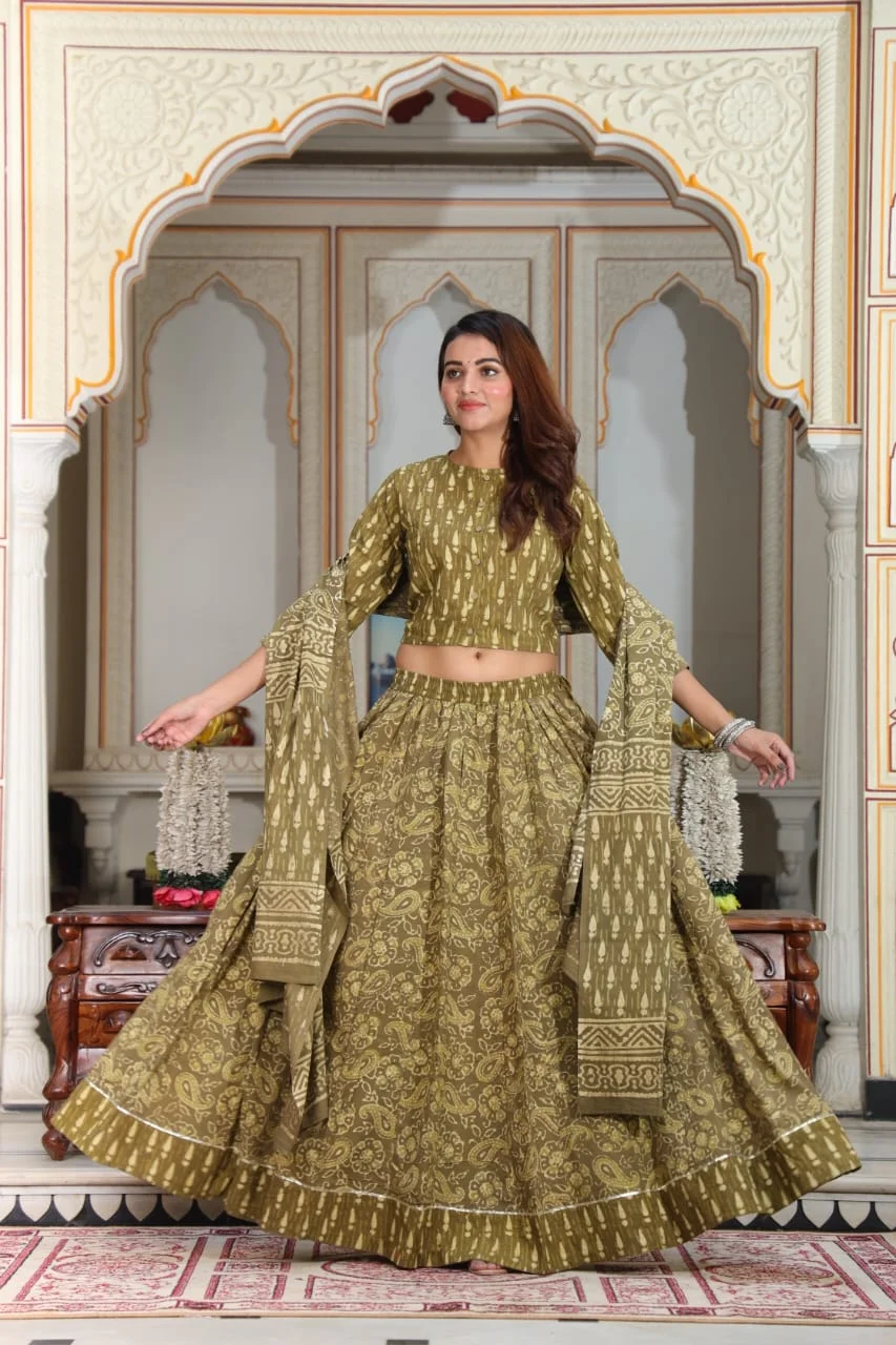 pale brown plus size lehenga style