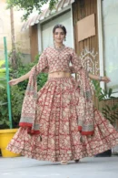 sepia red floral lehenga choli set style