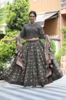 ship grey modern floral lehenga choli style