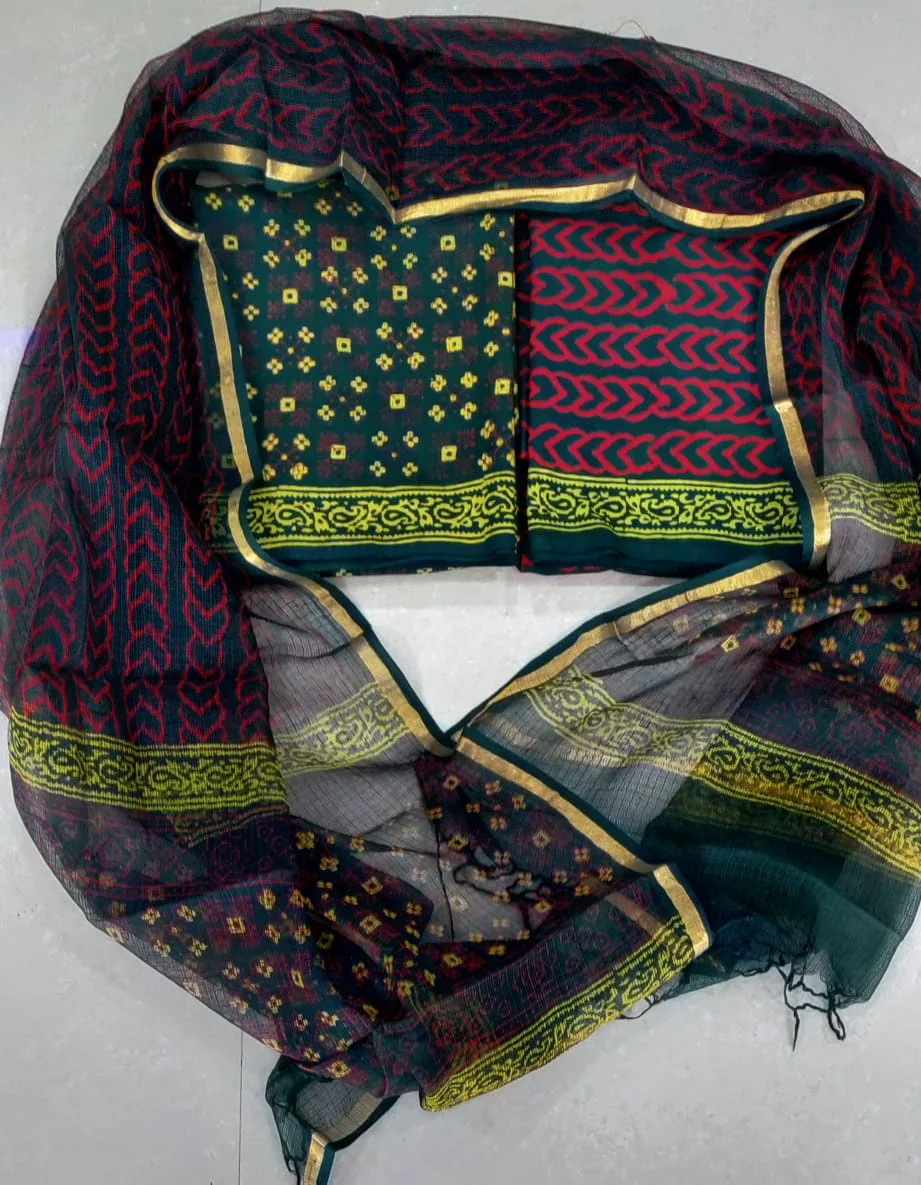 cotton suit with kota dupatta