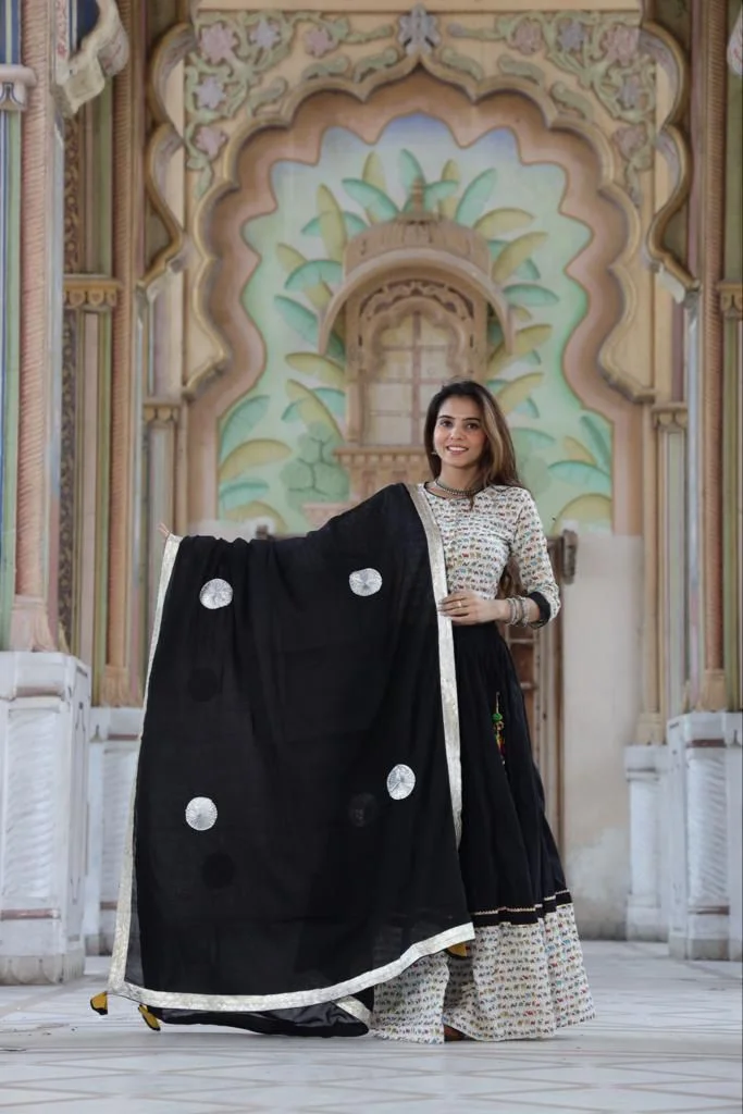 black lehenga choli front view