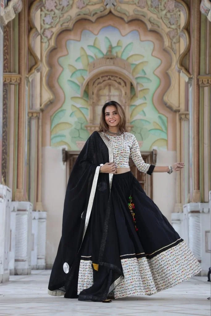 black lehenga choli style