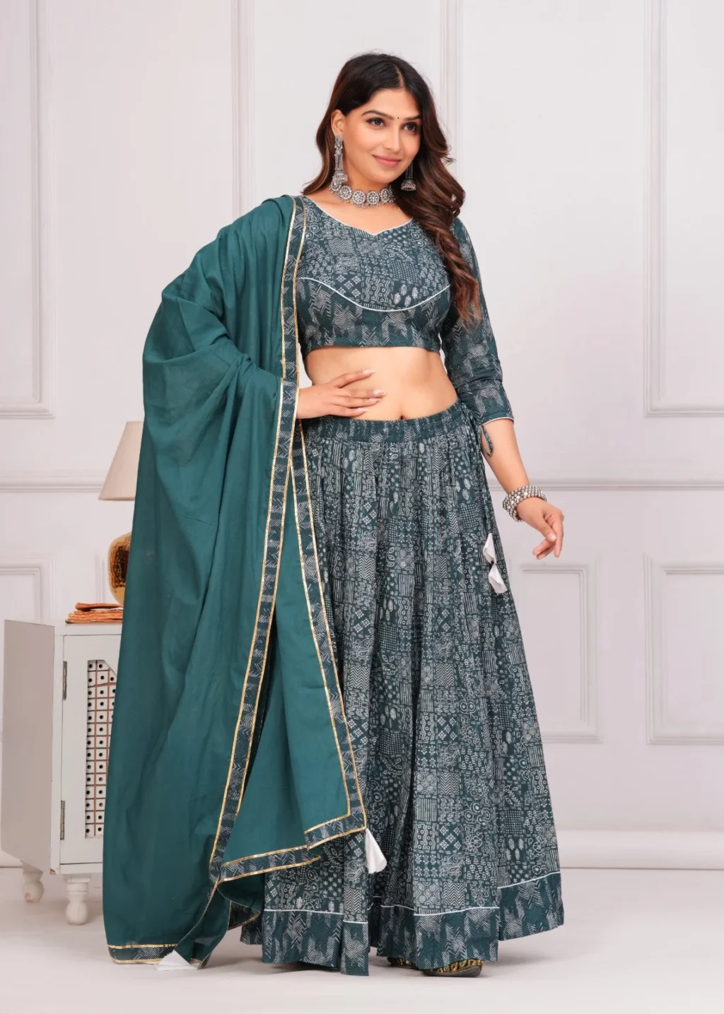 davy grey lehenga choli side view