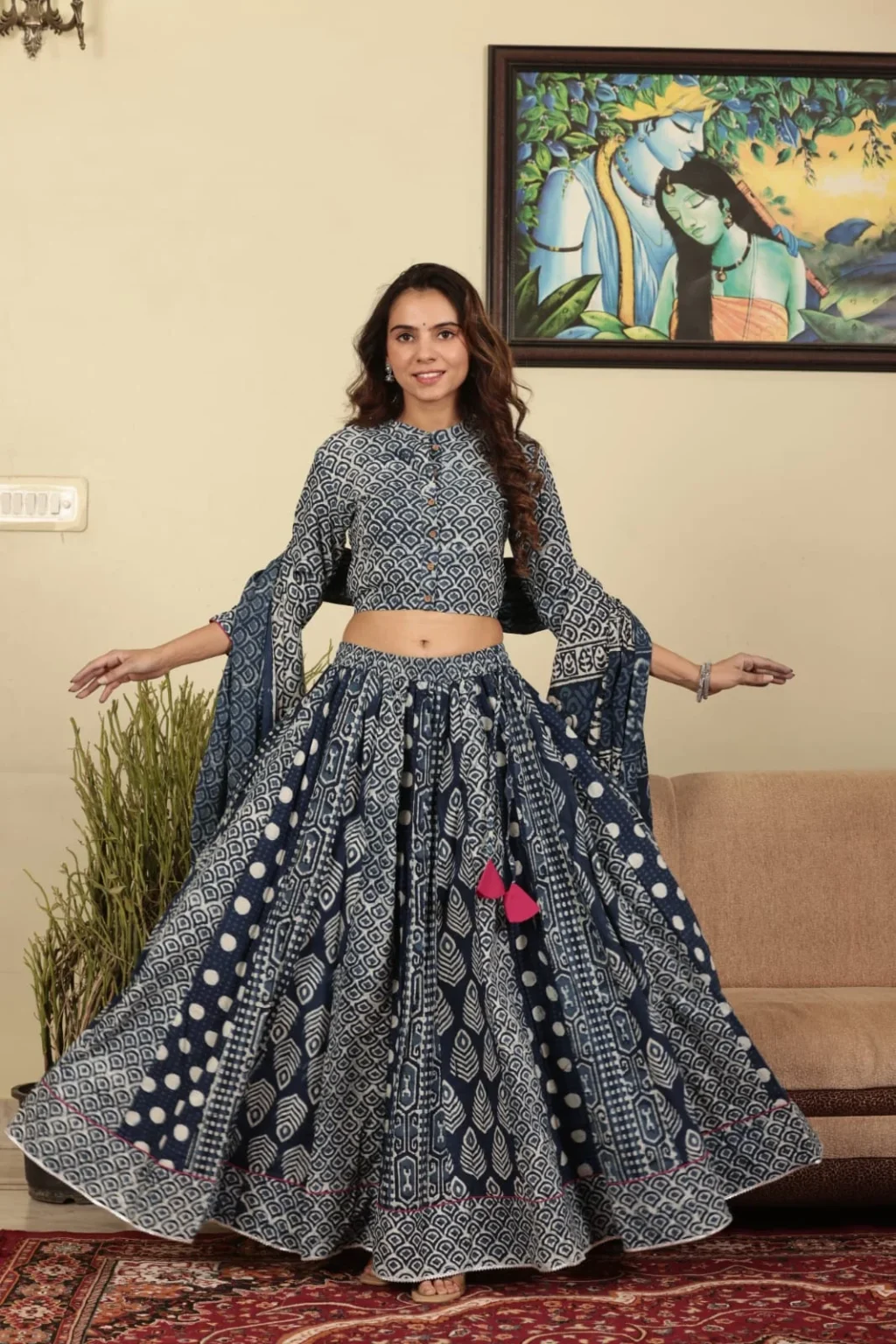 grey lehenga choli style