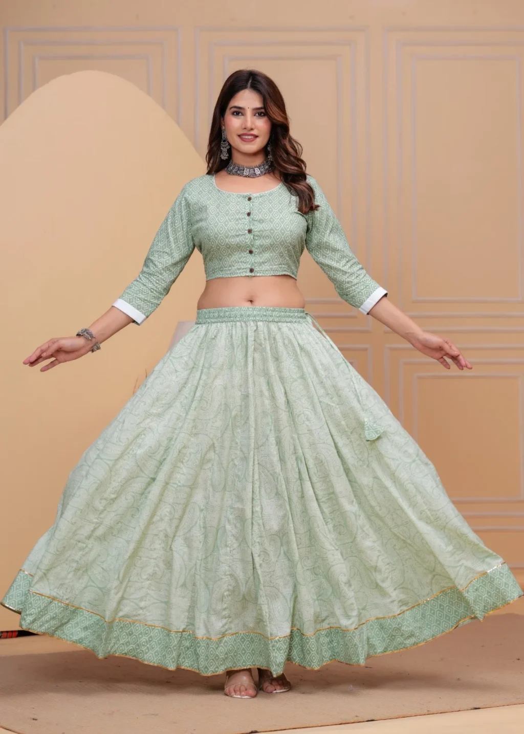 grey nickel plus size lehenga choli look