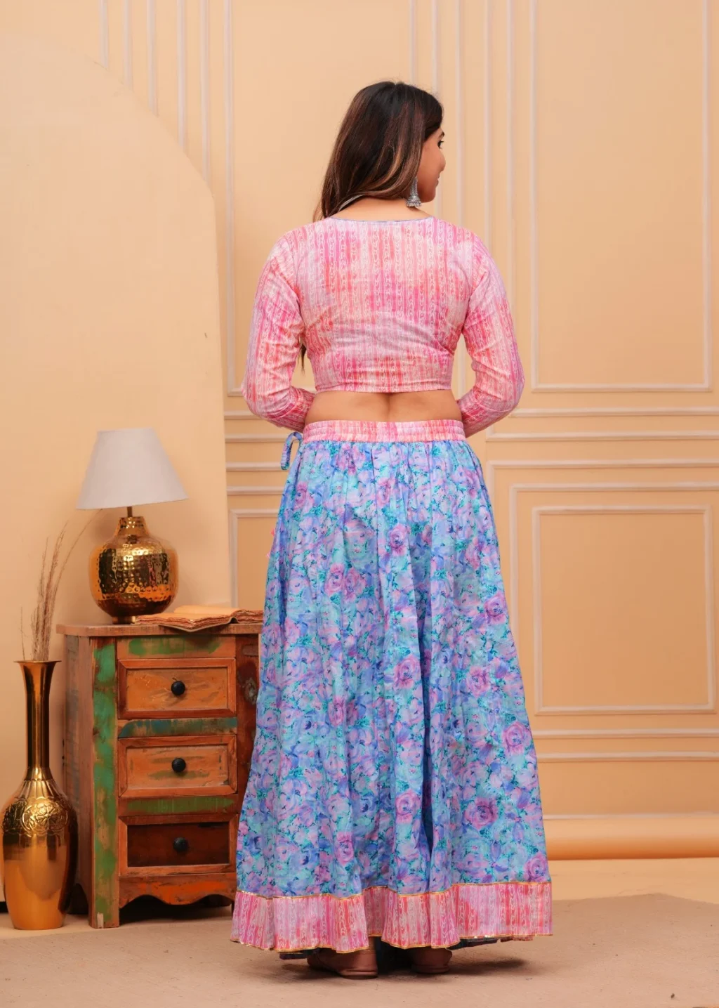 lehenga choli designs for plus size back view