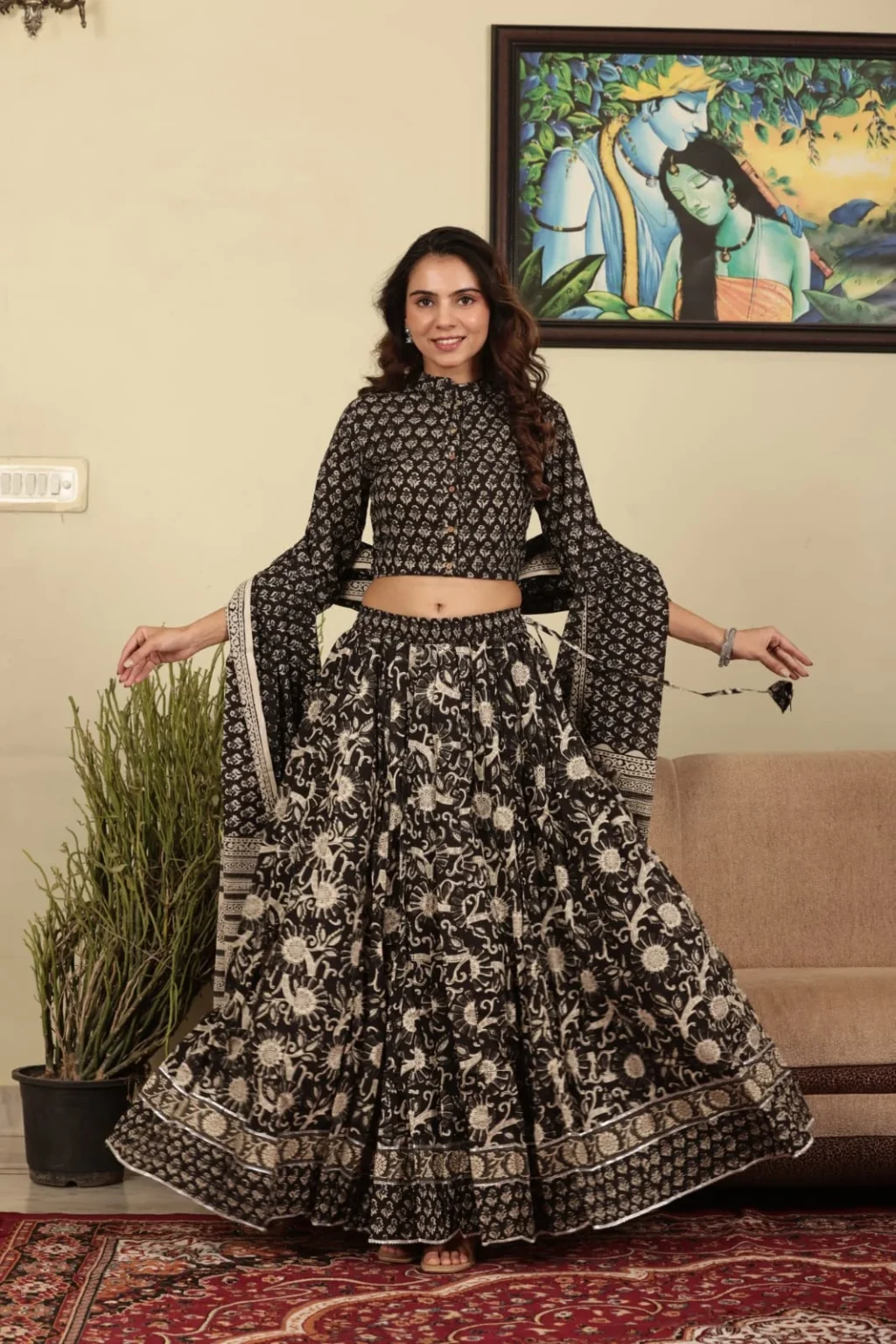 printed lehenga choli front view