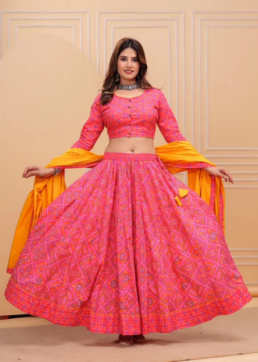 printed lehenga choli navratri front view