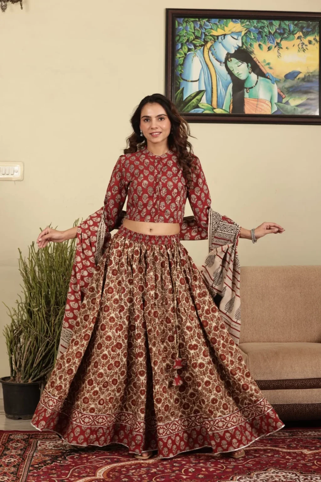 stitched lehenga choli style