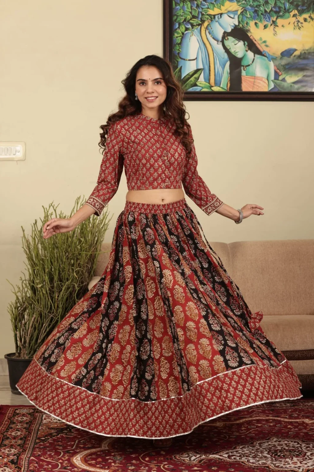 traditional south indian lehenga choli style