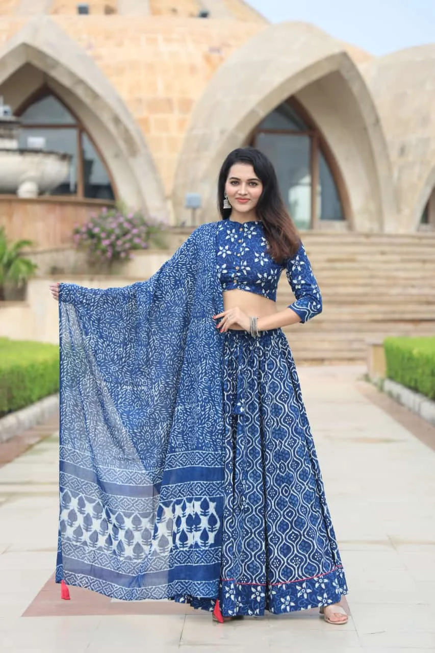 Tufts Blue Lehenga Choli front view