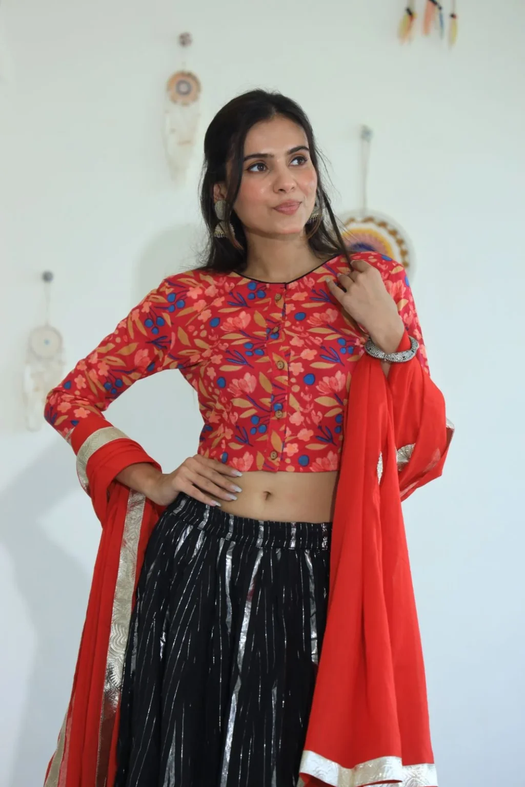 black and red lehenga choli new