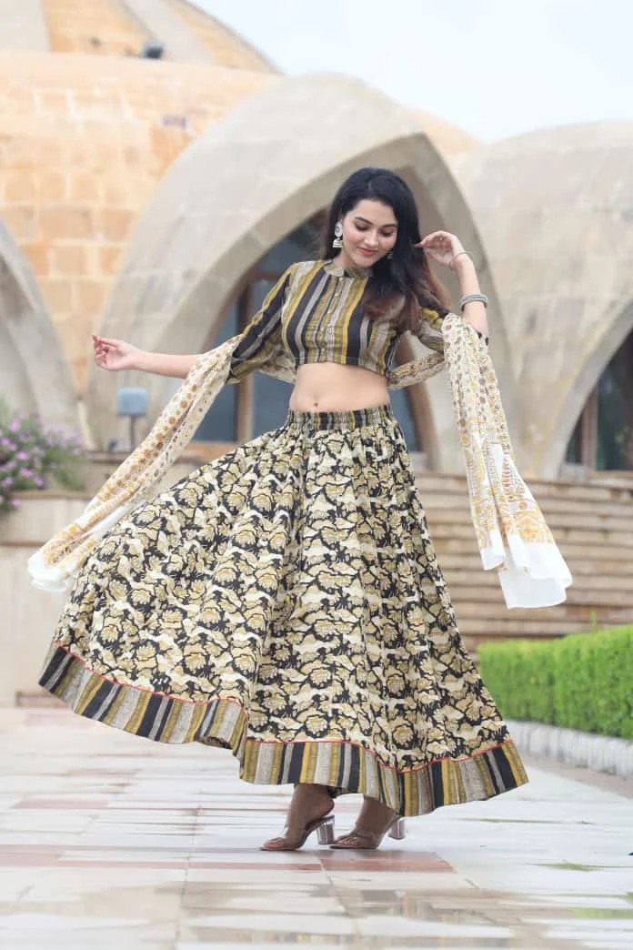 sandy brown lehenga choli for women style