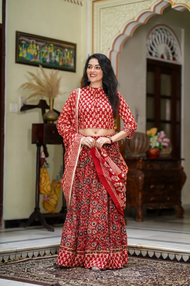 Bagru Block Printed Lehenga Choli For Navratri
